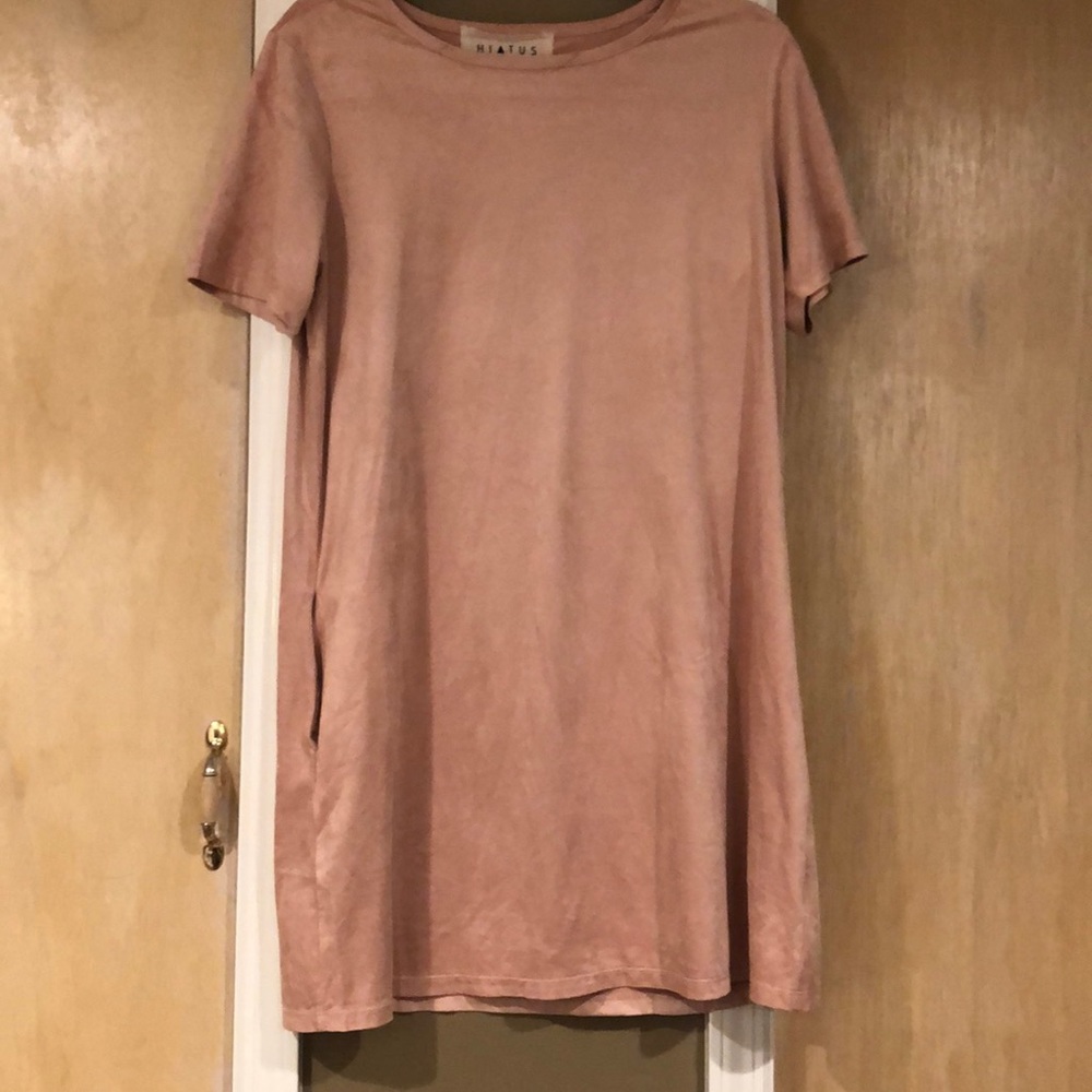 DISCOUNTED - Pink Pocket Dress! - Faux Suede Sz L